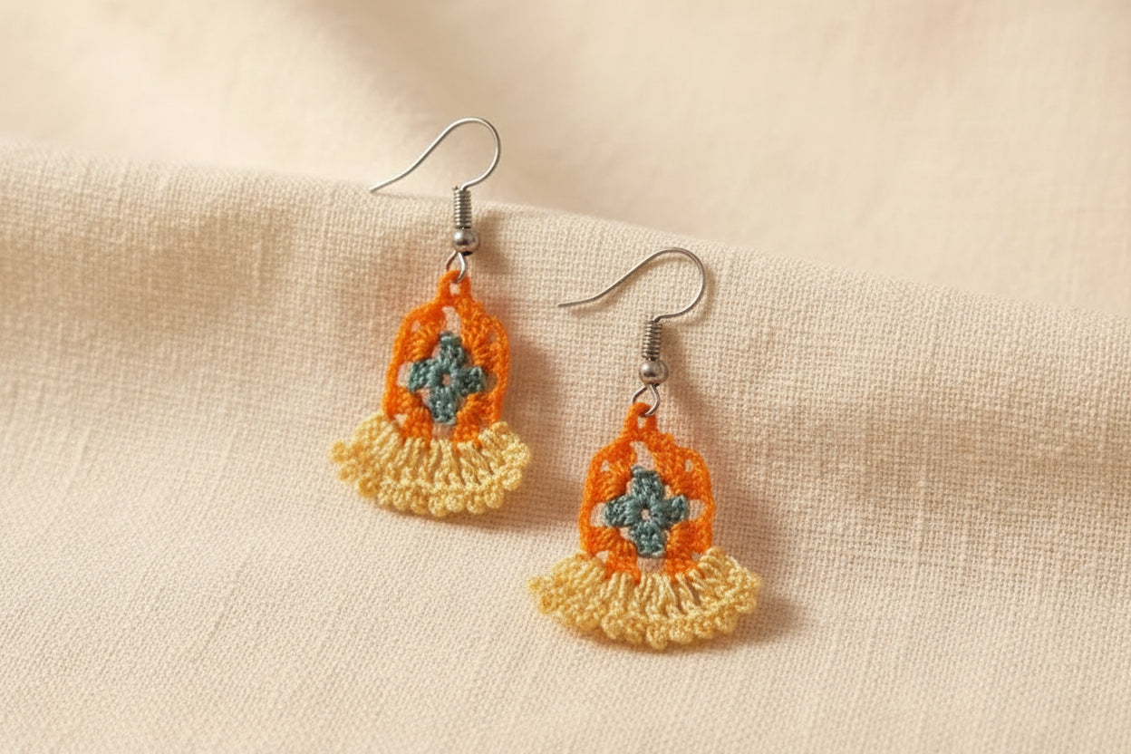 Handmade Sunflower Crochet Earrings for Women