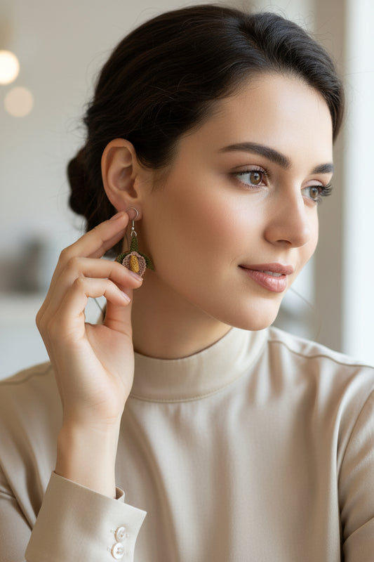 Handmade Floral Dangle Earrings
