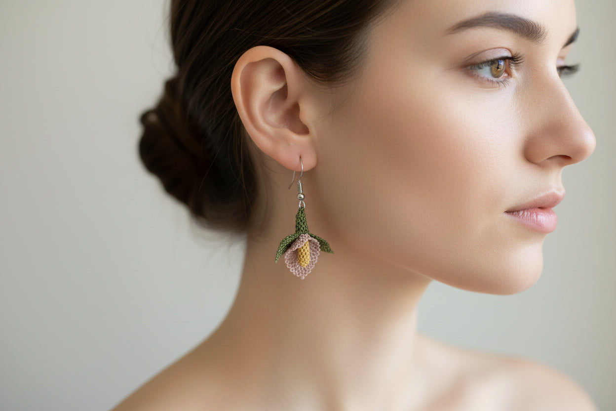 Handmade Floral Dangle Earrings