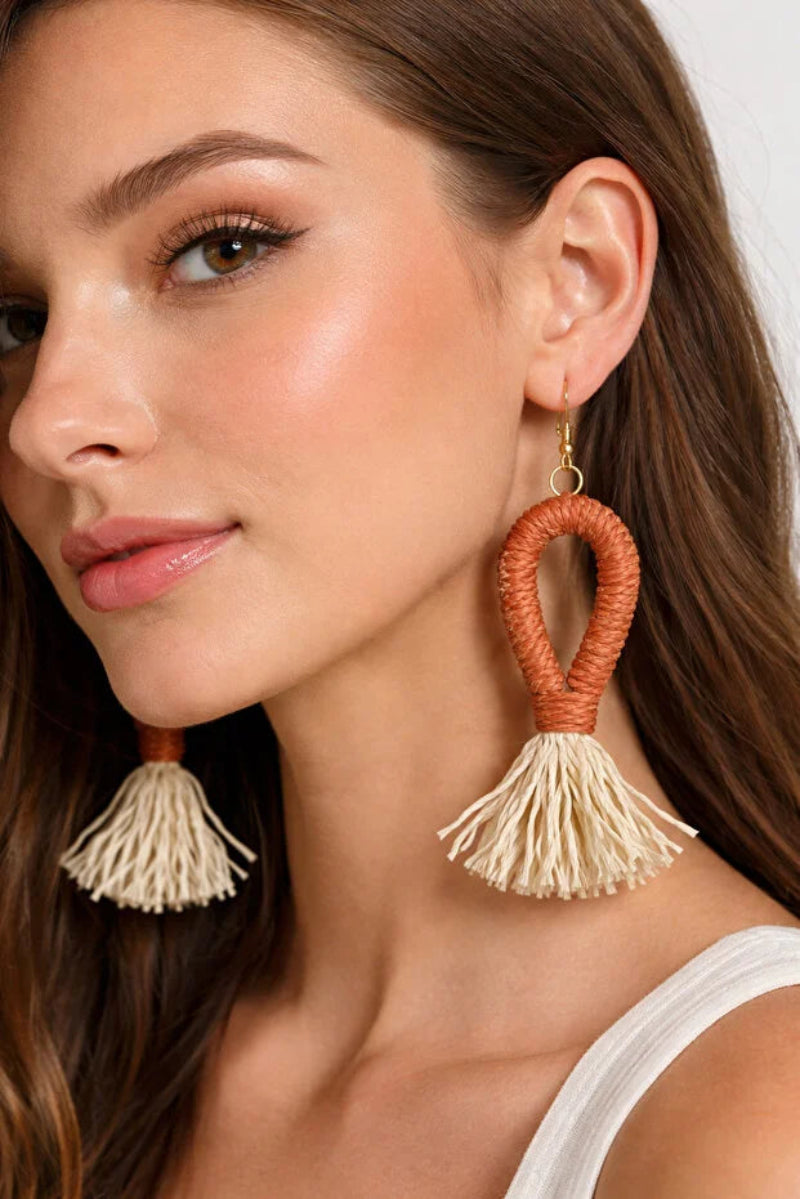 Women’s Handmade Boho Dangle Earrings – Minimal Tassel Design
