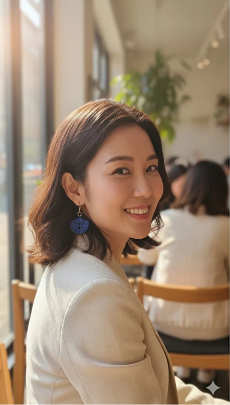 Women’s Handmade Blue Crochet Earrings – Boho Thread Hoop Design