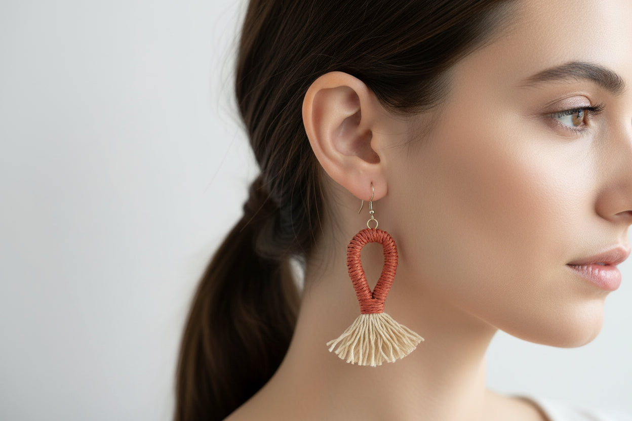 Women’s Handmade Boho Dangle Earrings – Minimal Tassel Design