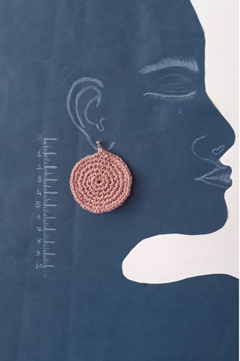Handmade Crochet Round Rose Earrings for Women