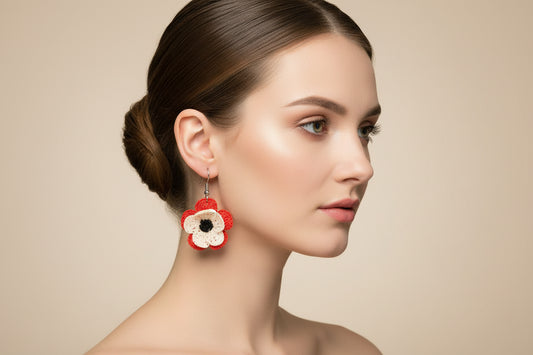 Handmade Orange & Violet Crochet Earrings for Women