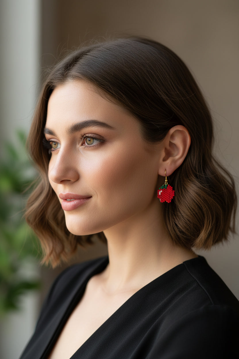 women’s beaded apple earrings