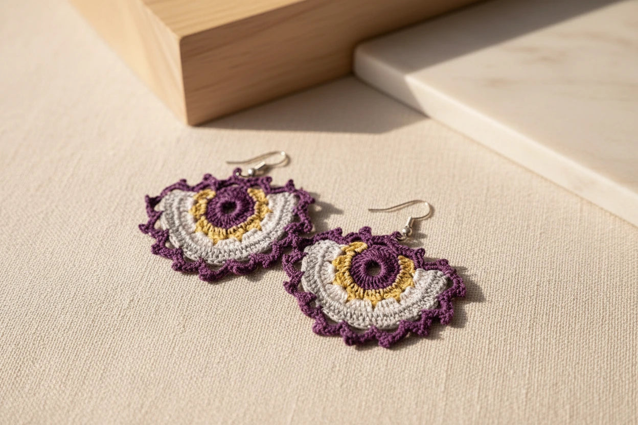 Handmade Colorful Crochet Dangle Earrings for Women