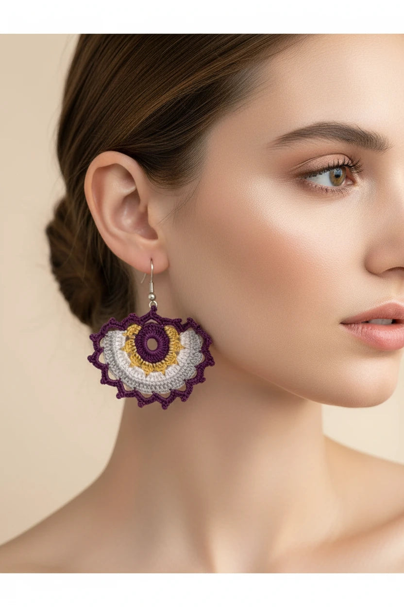Handmade Colorful Crochet Dangle Earrings for Women