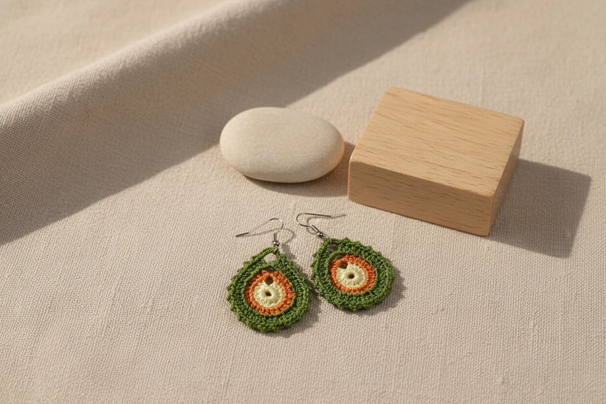 Handmade Lace Earrings for Women – Elegant Crochet Drop