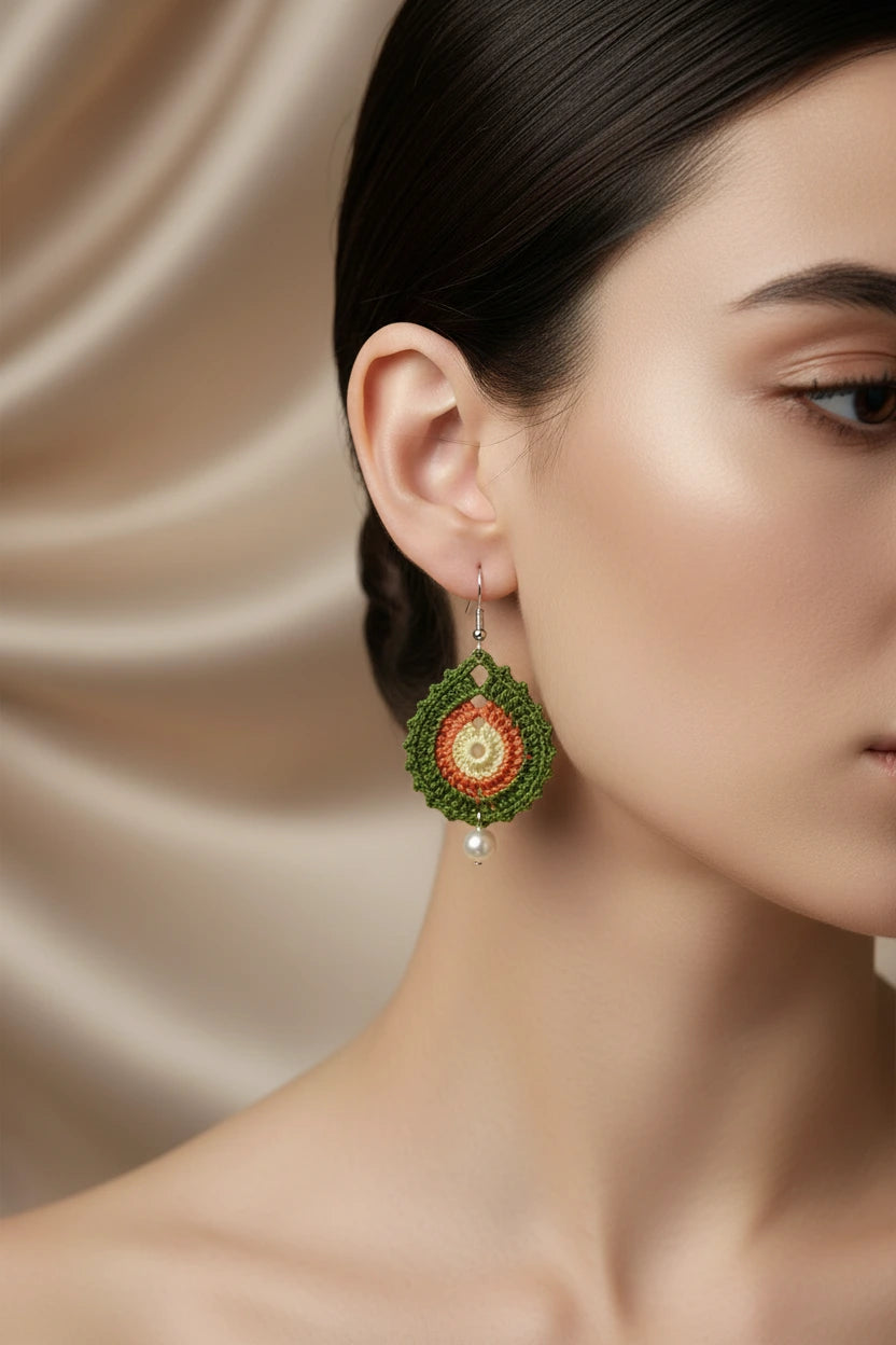 Handmade Lace Earrings for Women – Elegant Crochet Drop