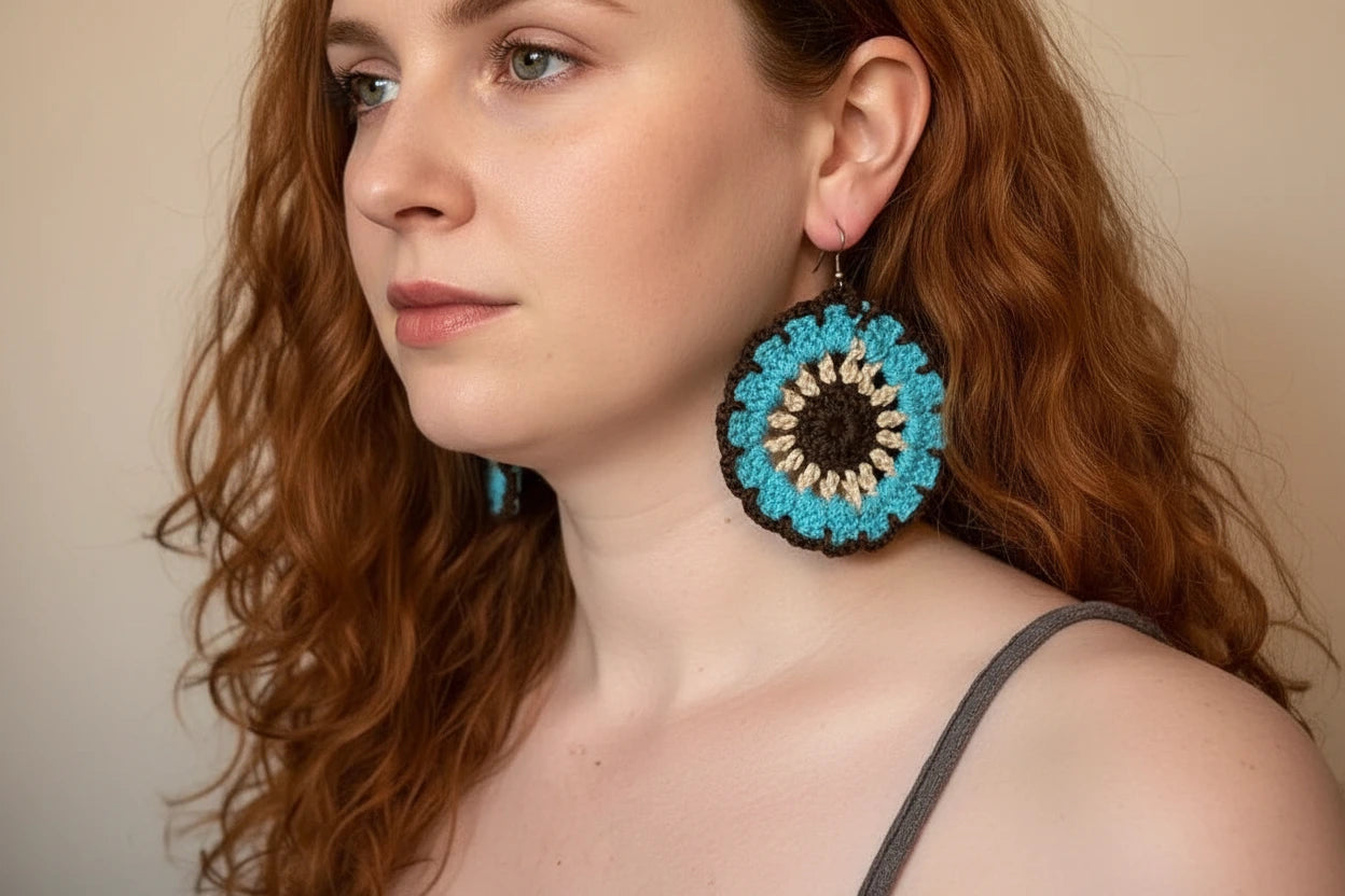Handmade Knit Earrings for Women – Boho Thread Design