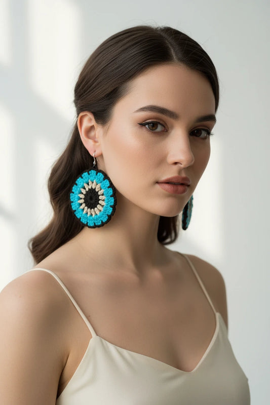 Handmade Knit Earrings for Women – Boho Thread Design