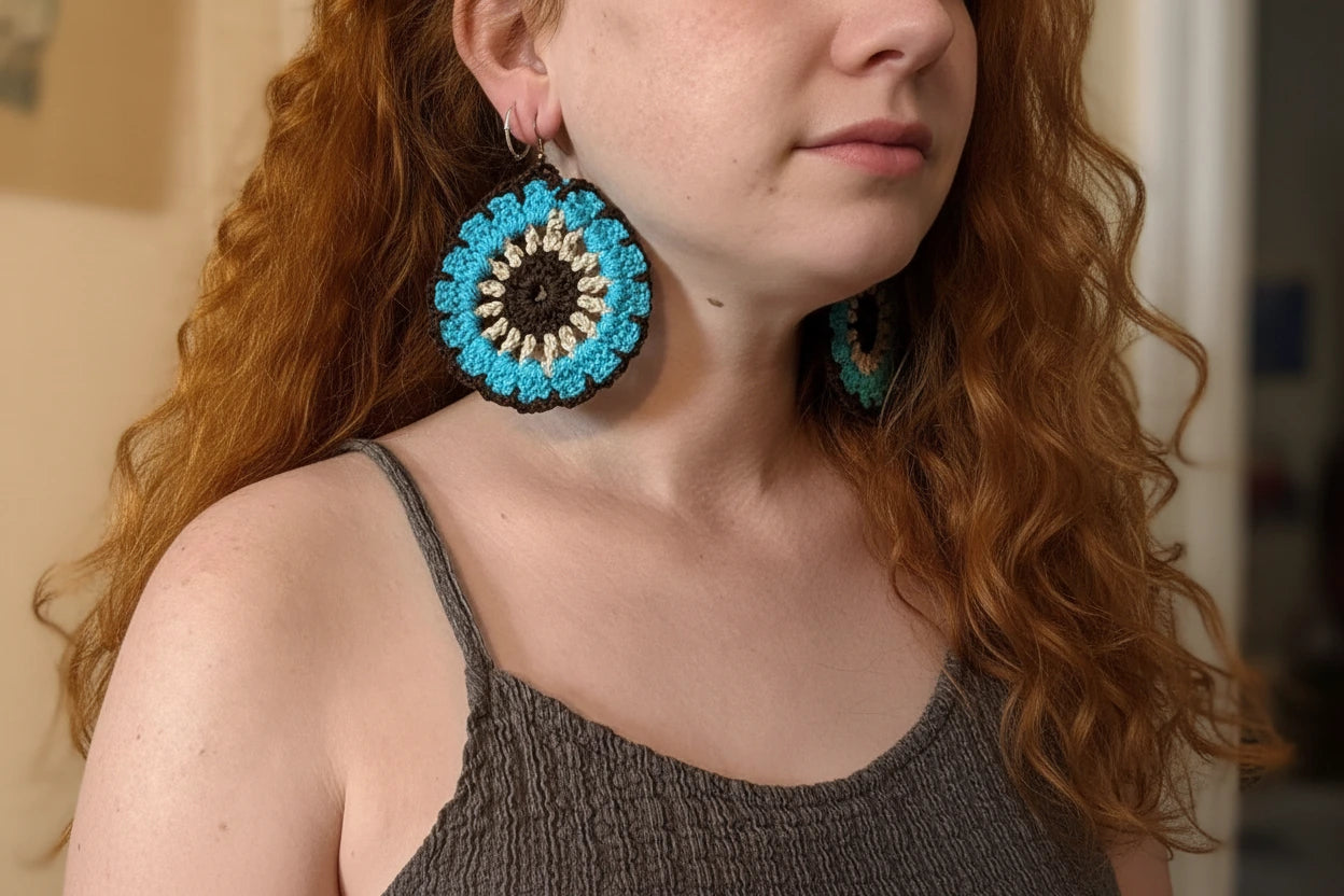Handmade Knit Earrings for Women – Boho Thread Design