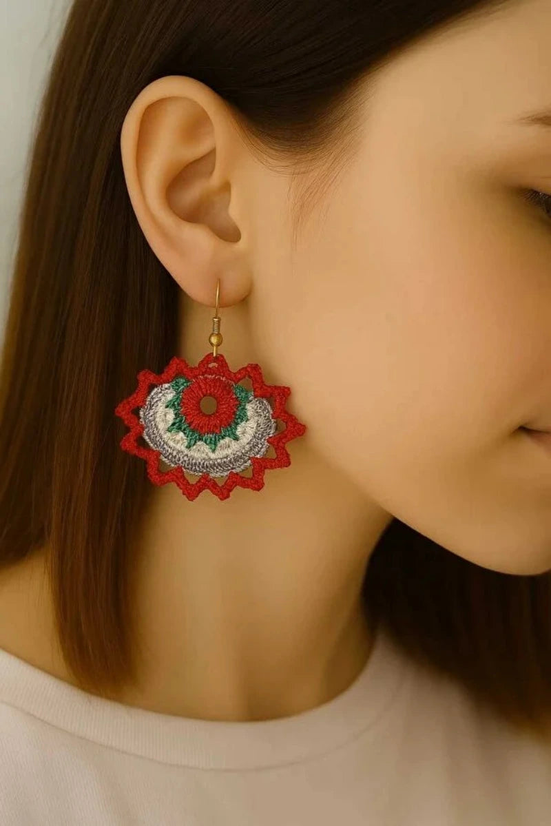 Handmade Colorful Crochet Drop Earrings for Women – Boho Style