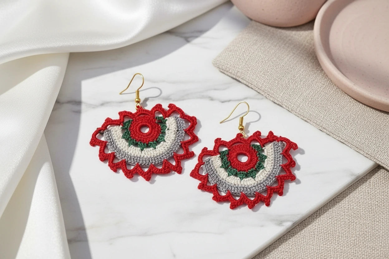 Handmade Colorful Crochet Drop Earrings for Women – Boho Style