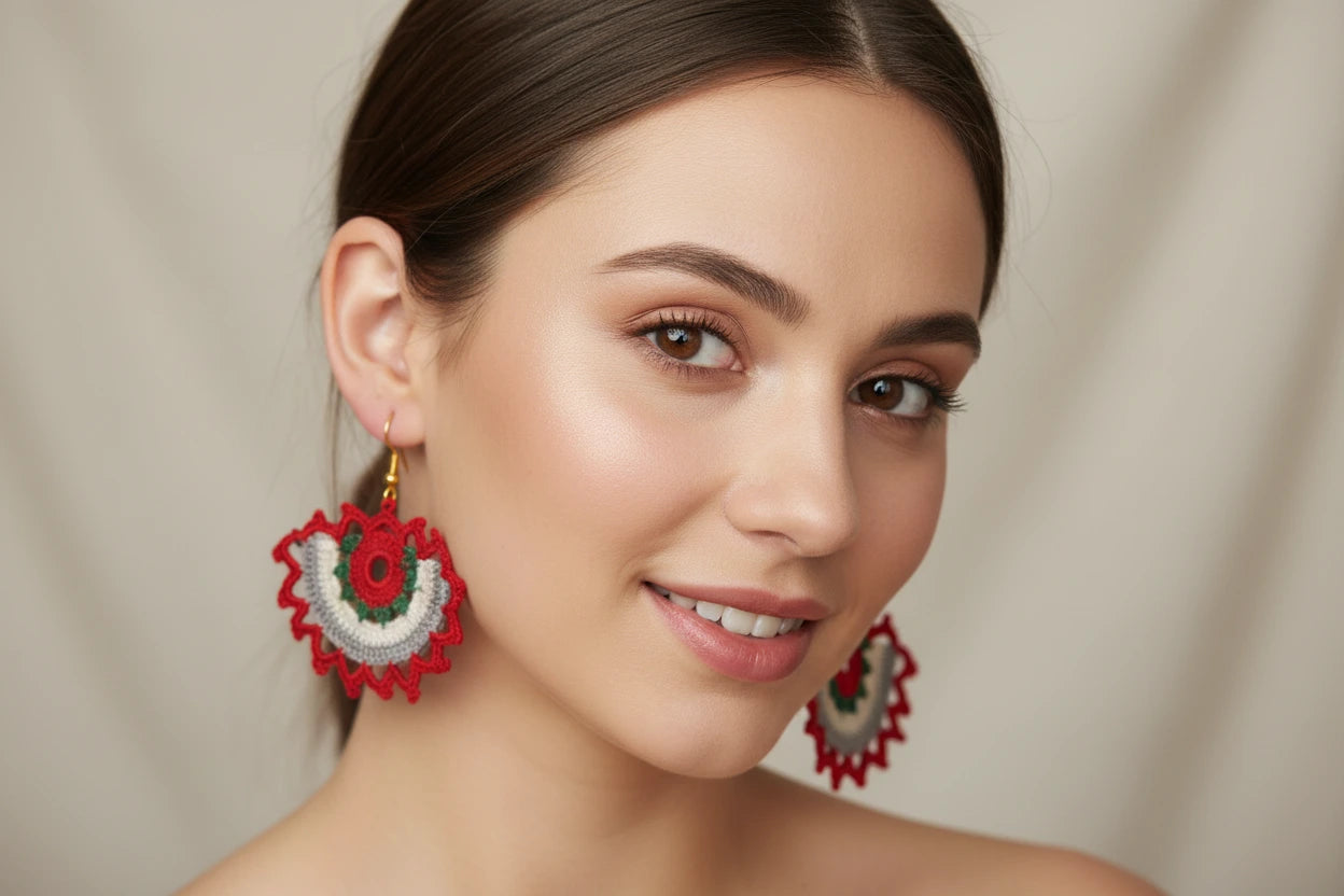 Handmade Colorful Crochet Drop Earrings for Women – Boho Style