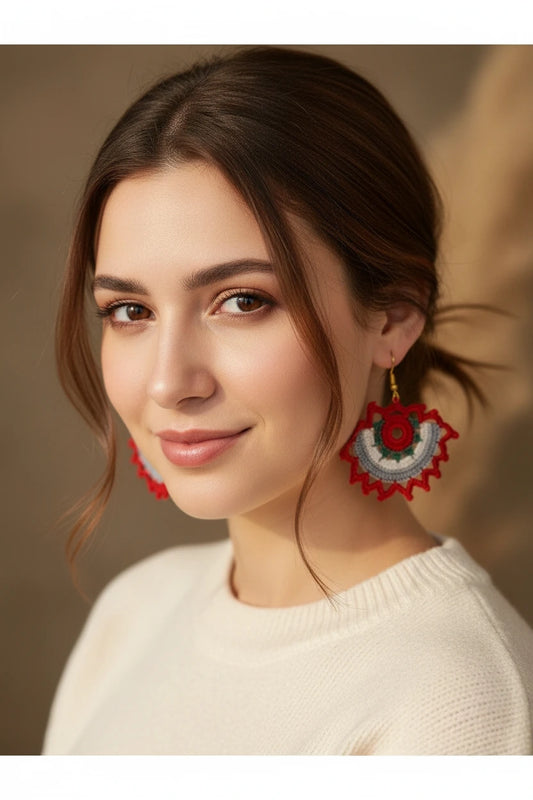 Handmade Colorful Crochet Drop Earrings for Women – Boho Style