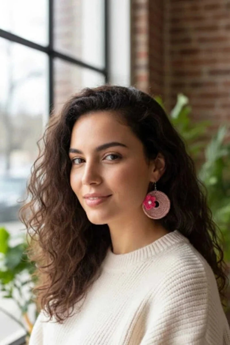 Women’s Handmade Crochet Everyday Earrings – Boho Knit Drop Design