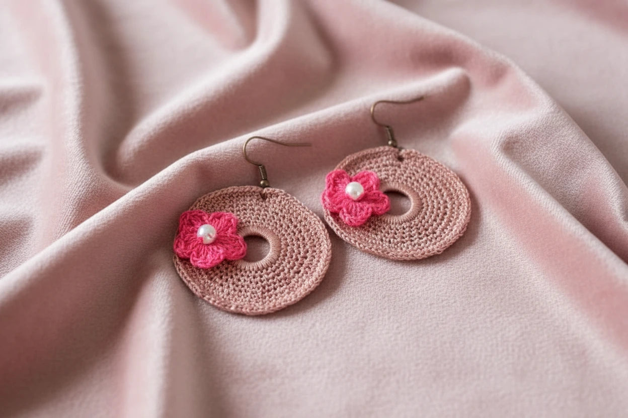 Women’s Handmade Crochet Everyday Earrings – Boho Knit Drop Design