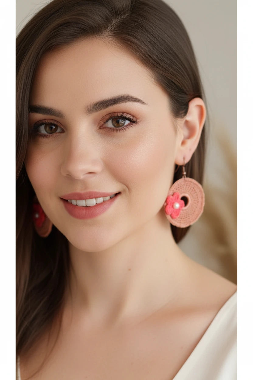 Women’s Handmade Crochet Everyday Earrings – Boho Knit Drop Design