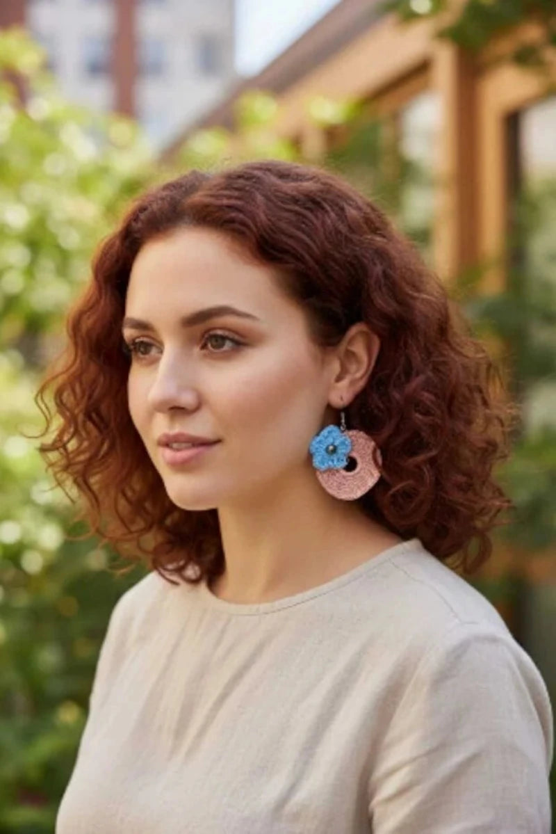 Women’s Handmade Crochet Everyday Earrings – Boho Knit Drop Design