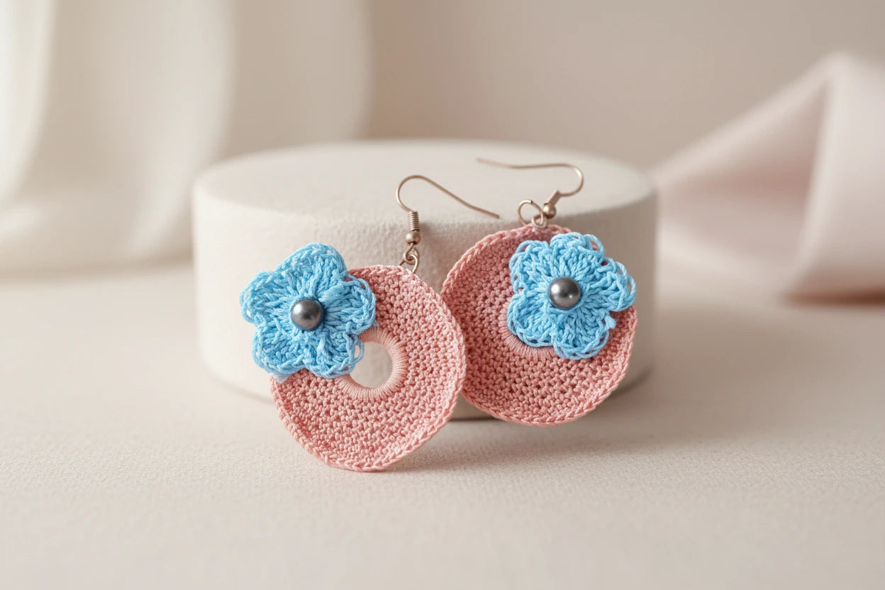 Women’s Handmade Crochet Everyday Earrings – Boho Knit Drop Design