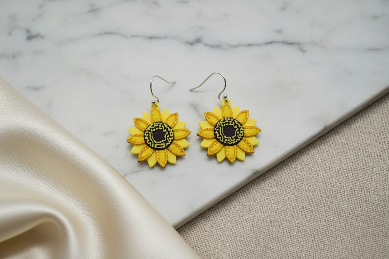 Women’s Handmade Yellow Daisy Figurine Earrings – Colorful Fun Design