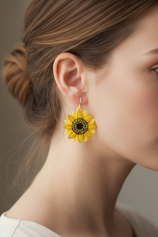 Women’s Handmade Yellow Daisy Figurine Earrings – Colorful Fun Design