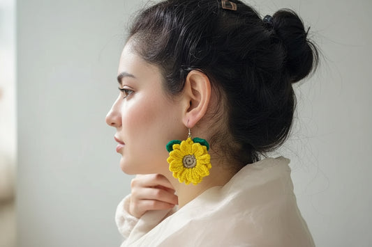 Handmade Daisy Crochet Earrings – 2-Pair Set for Women