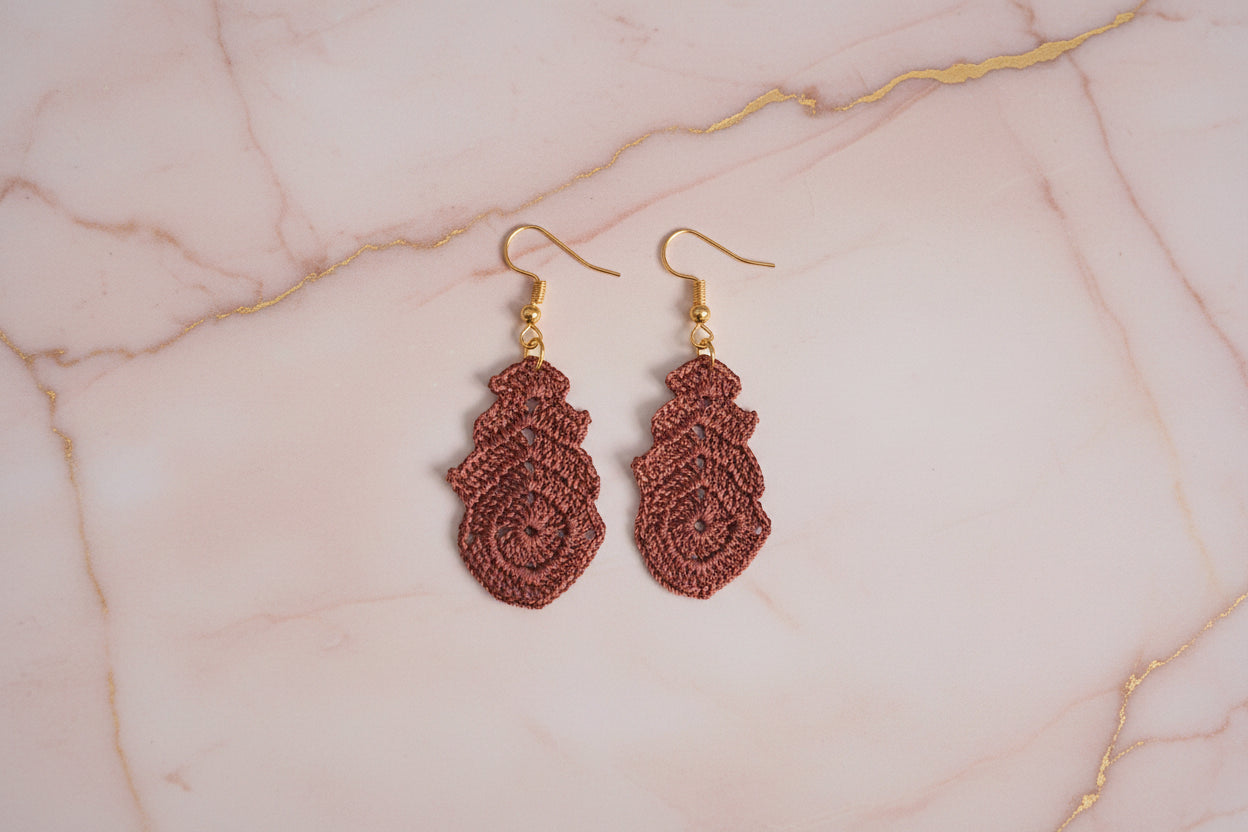 Women’s Handmade Cascade Crochet Earrings – Boho Drop Floral Pattern