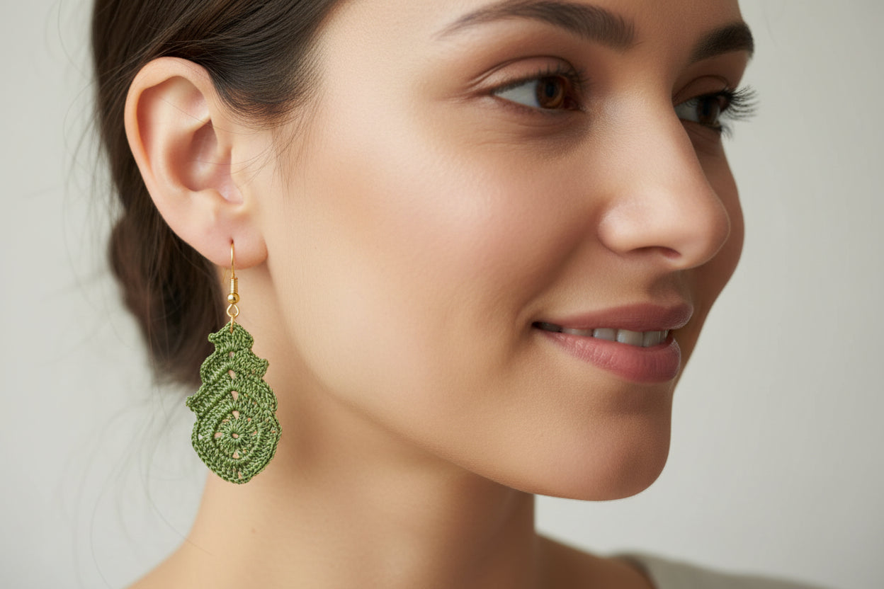 Women’s Handmade Cascade Crochet Earrings – Boho Drop Floral Pattern