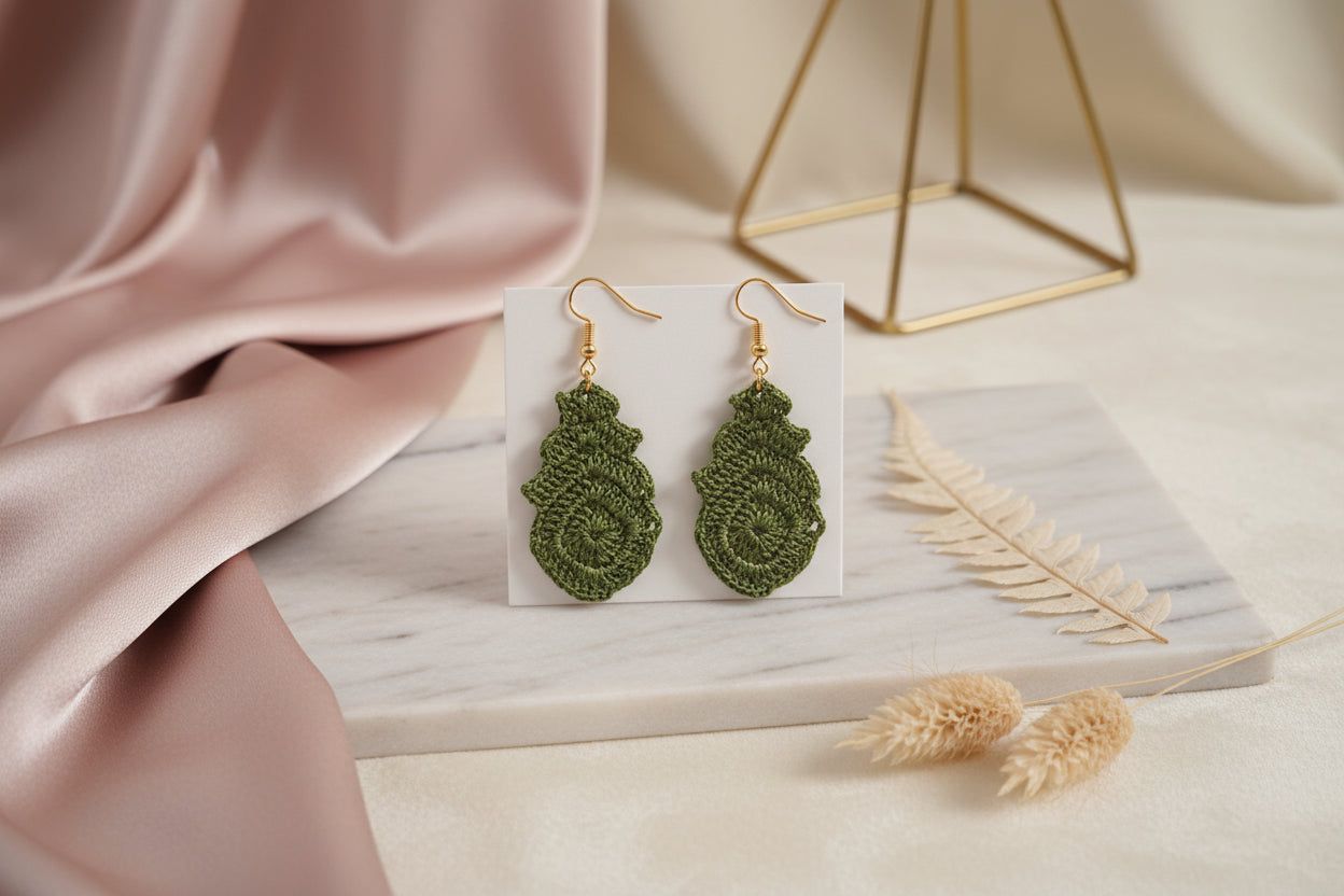 Women’s Handmade Cascade Crochet Earrings – Boho Drop Floral Pattern