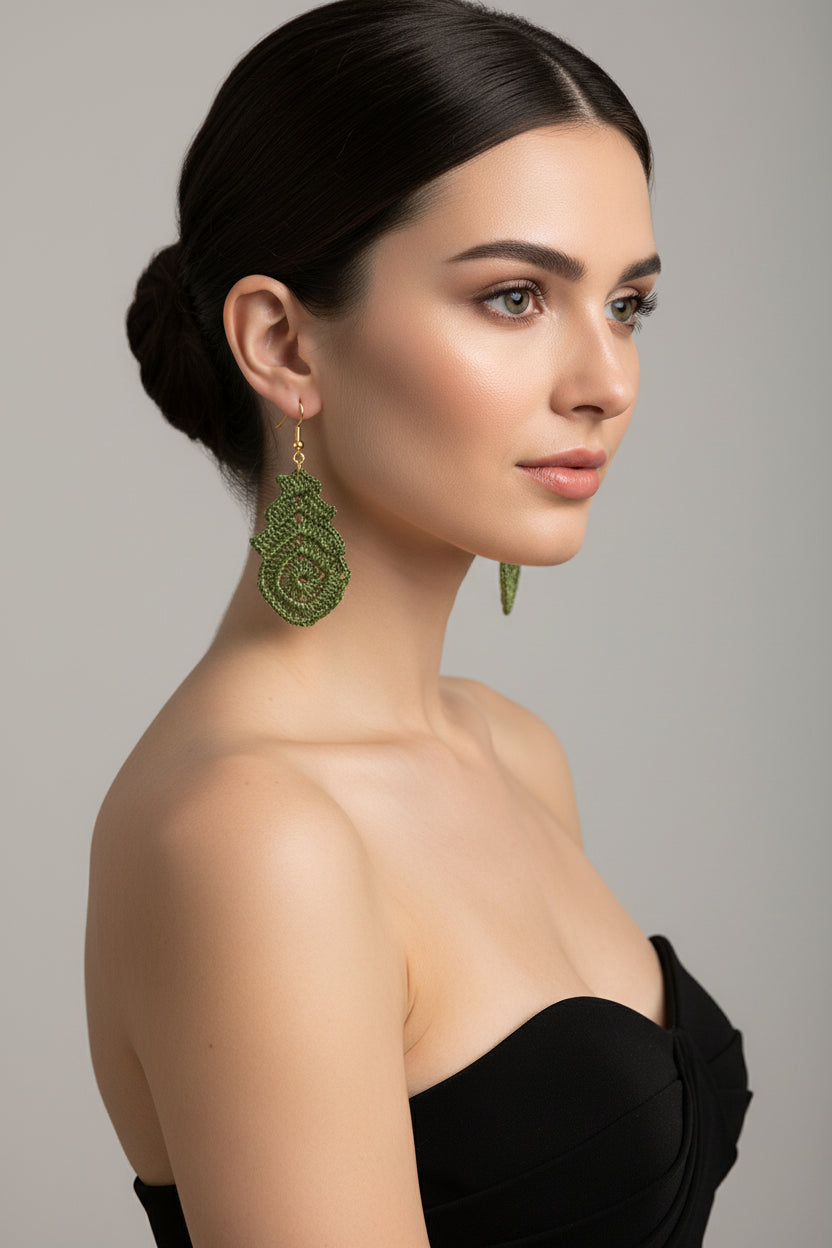 Women’s Handmade Cascade Crochet Earrings – Boho Drop Floral Pattern