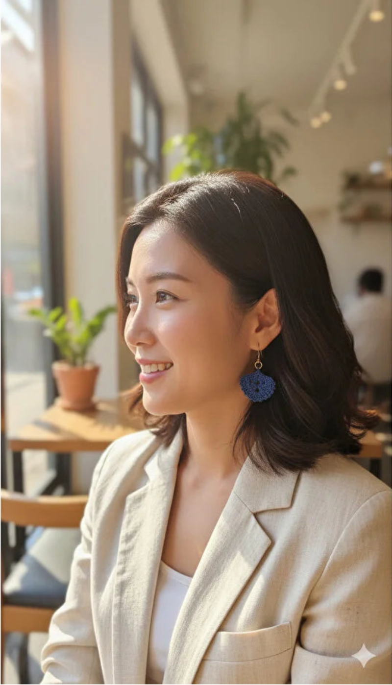 Women’s Handmade Blue Crochet Earrings – Boho Thread Hoop Design