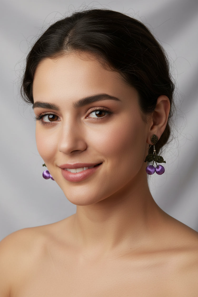 Handmade Cherry Oya Needle Lace Earrings for Women – Boho