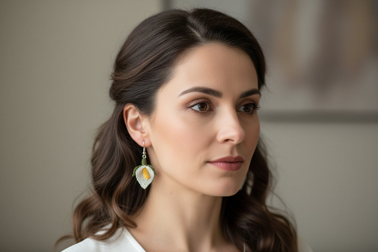 Handmade Floral Dangle Earrings