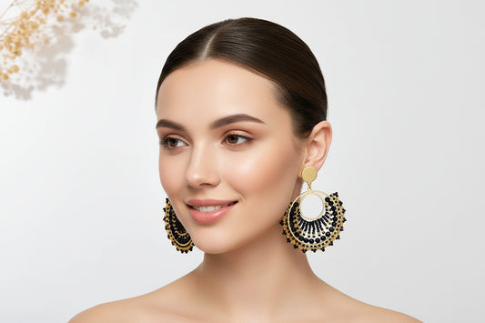 Women’s Bohemian Fan-Shaped Beaded Earrings – Retro Resort Style Jewelry
