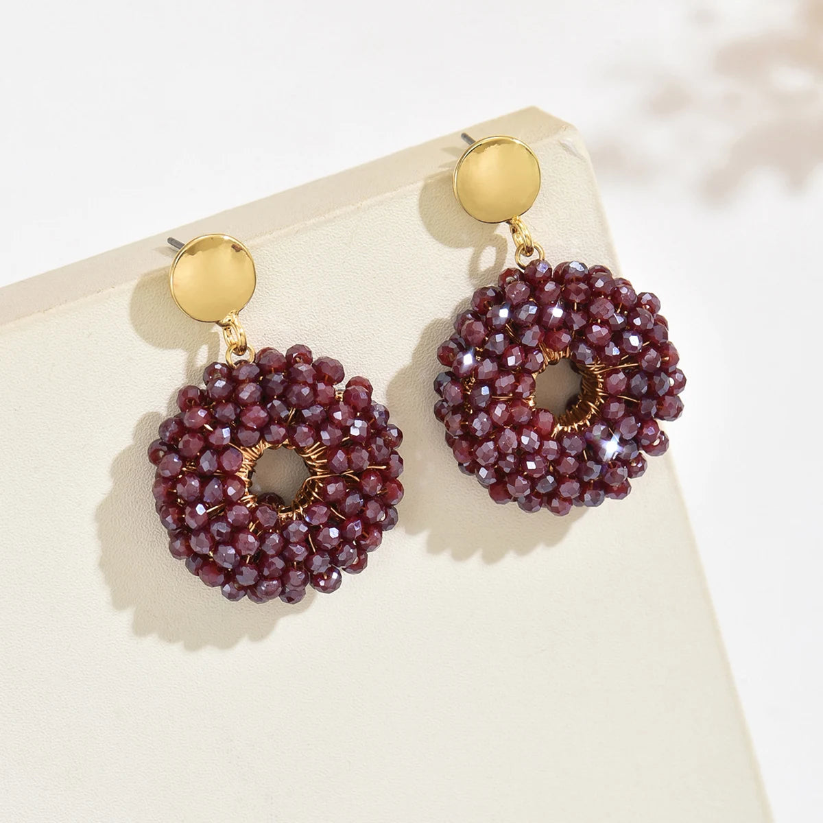 Women’s Handmade Round Bead Earrings – Minimalist Elegant Drop Jewelry