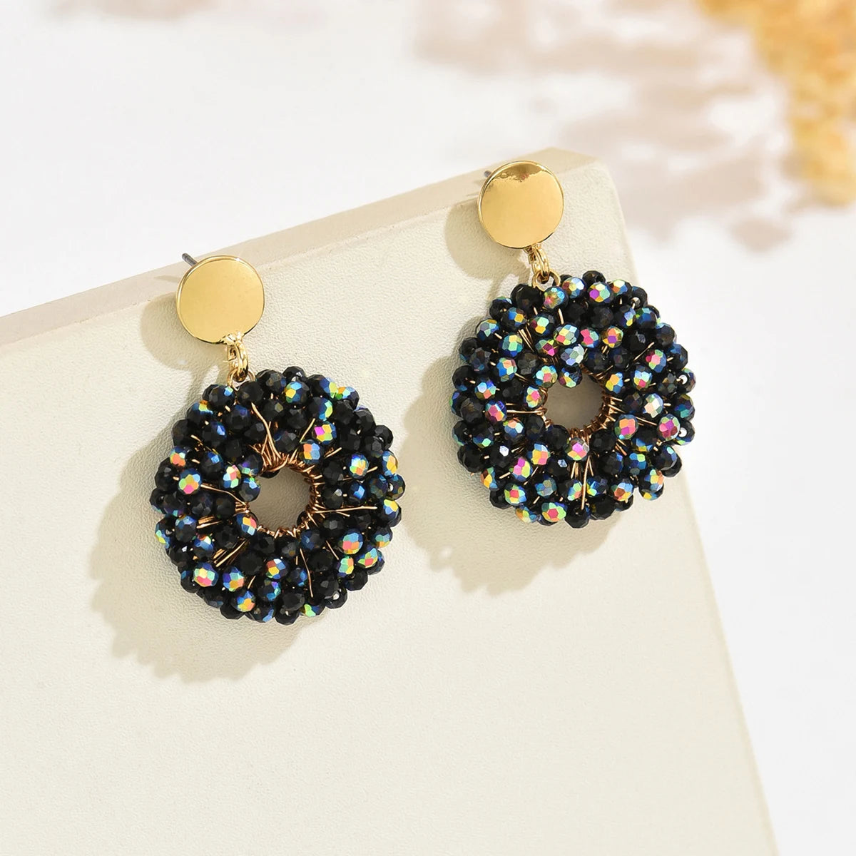 Women’s Handmade Round Bead Earrings – Minimalist Elegant Drop Jewelry