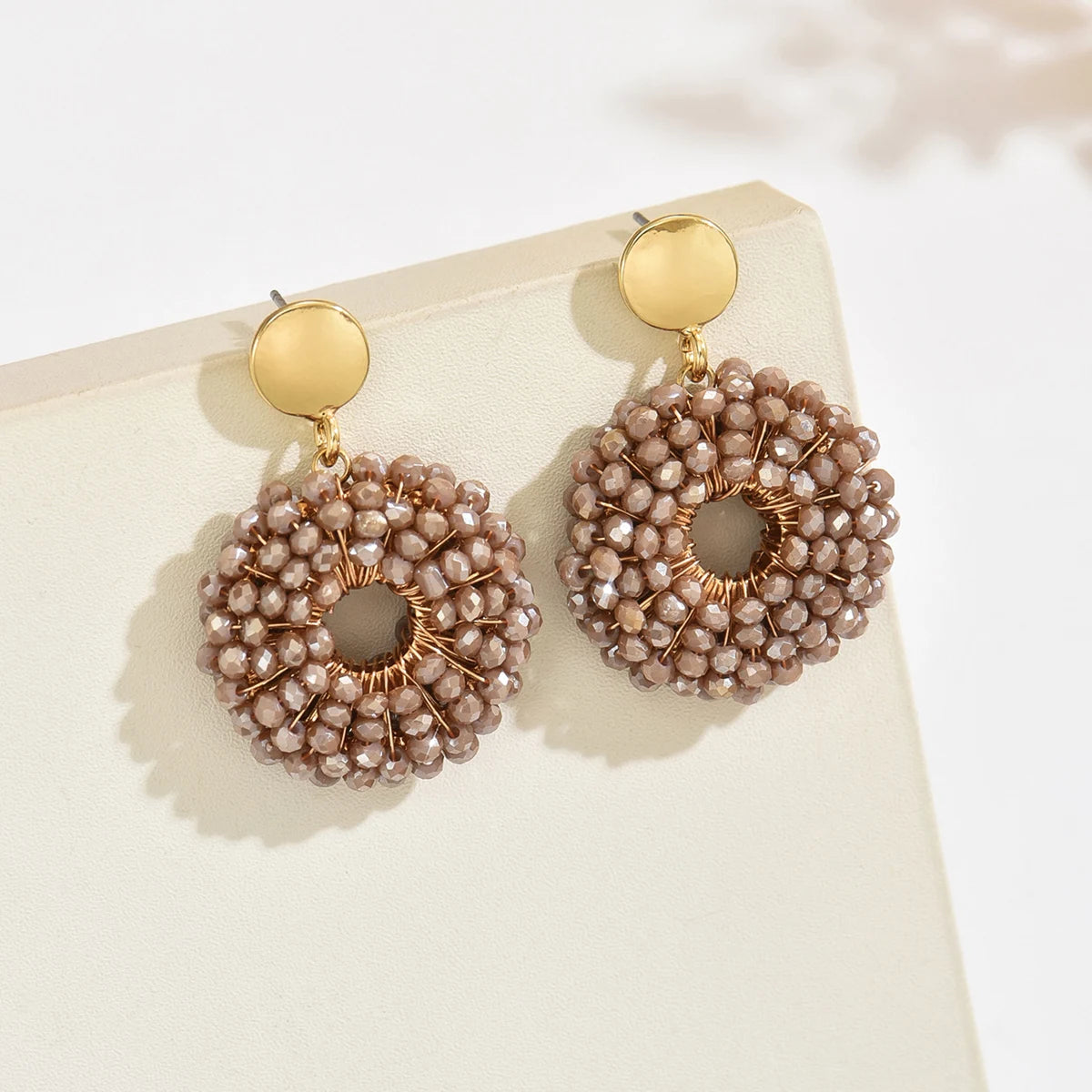Women’s Handmade Round Bead Earrings – Minimalist Elegant Drop Jewelry