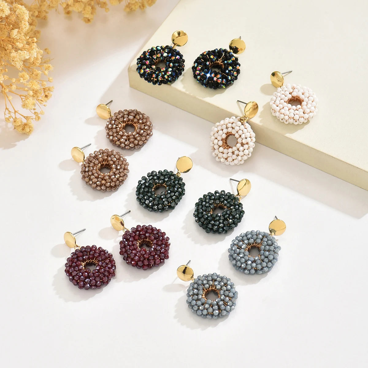Women’s Handmade Round Bead Earrings – Minimalist Elegant Drop Jewelry