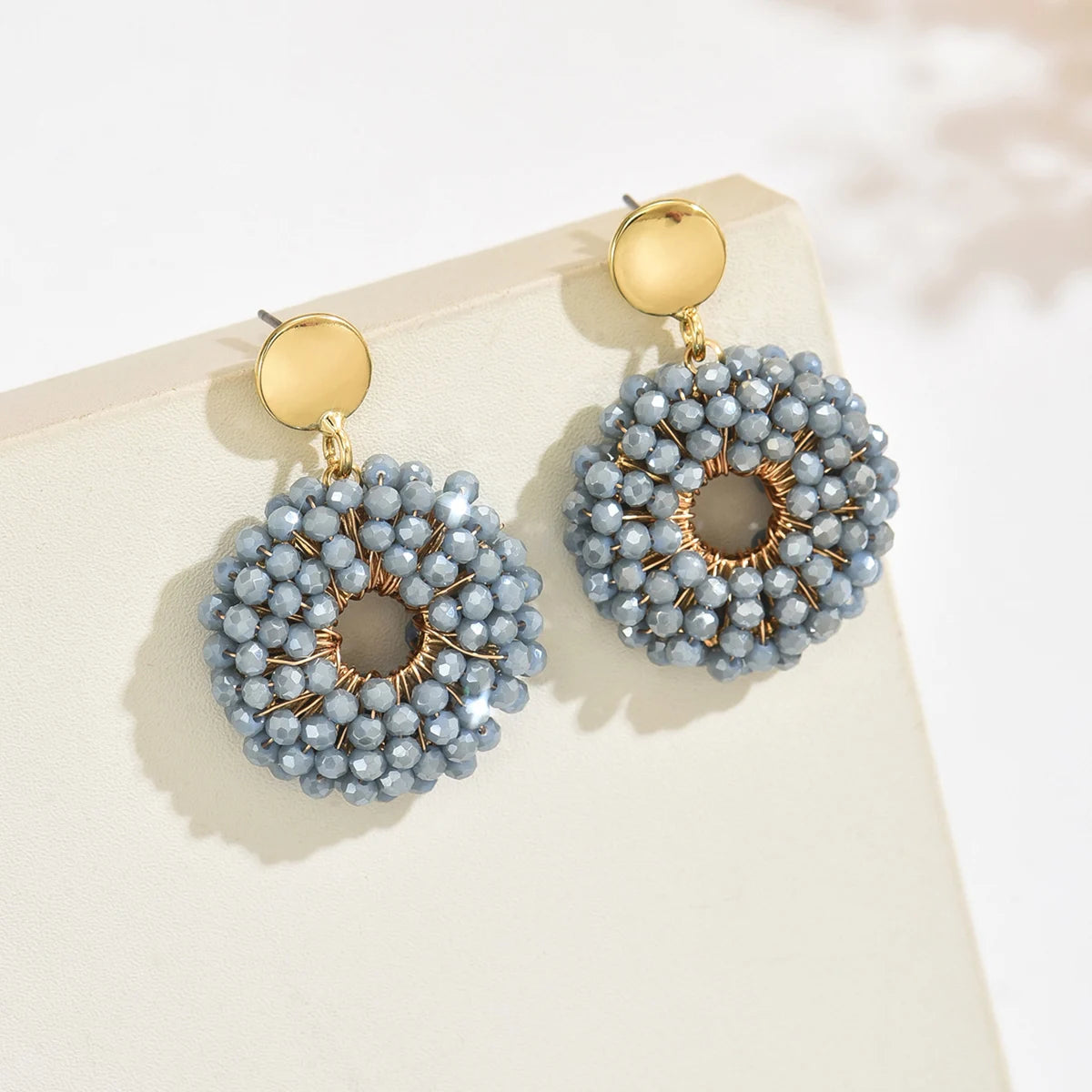Women’s Handmade Round Bead Earrings – Minimalist Elegant Drop Jewelry
