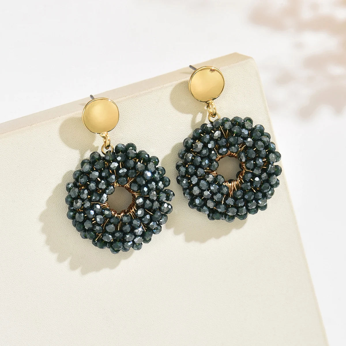 Women’s Handmade Round Bead Earrings – Minimalist Elegant Drop Jewelry