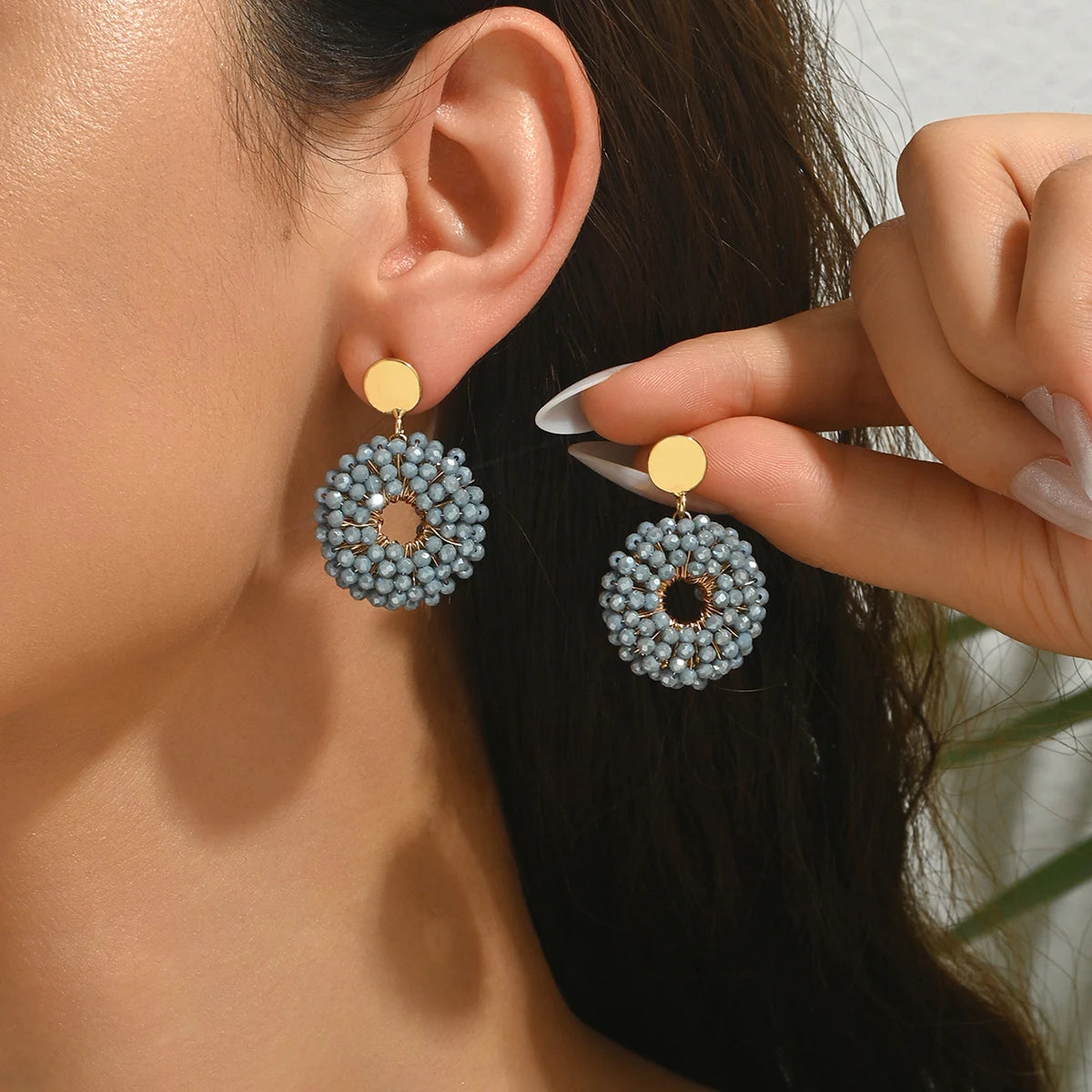 Women’s Handmade Round Bead Earrings – Minimalist Elegant Drop Jewelry