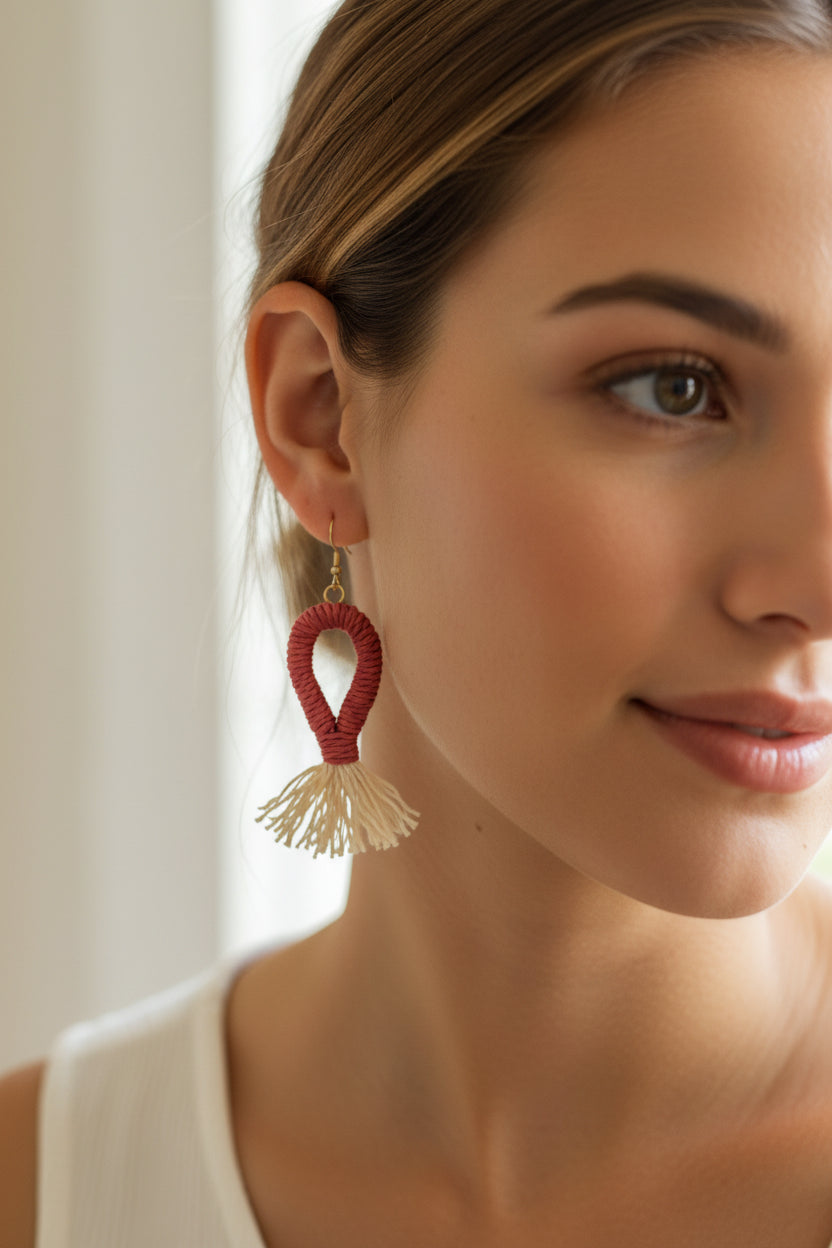 Women’s Handmade Boho Dangle Earrings – Minimal Tassel Design